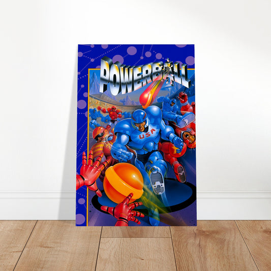 Powerball Video Game Poster – Blue Robot Warrior Action Wall Art Decor 2