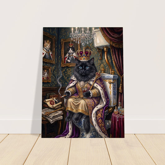 Royal Black Cat on the Throne Funny Bathroom Wall Art Vintage Oil Painting Print 2