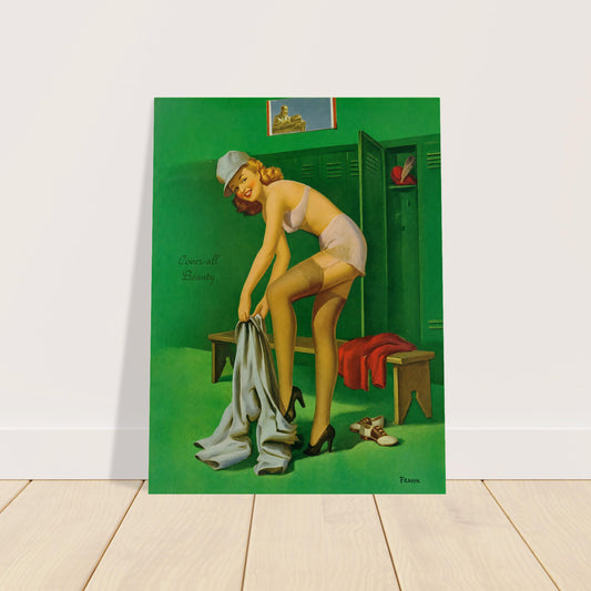 Cover-all Beauty by Art Frahm 1944 Poster – Pin-Up Vintage Wall Art Decor 2