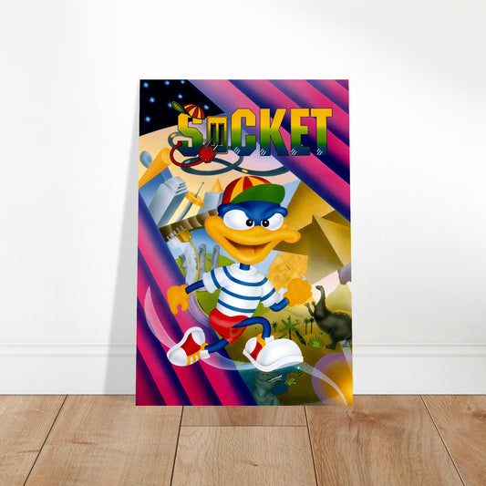 Socket Poster - Rocket Duck Platformer Retro Game Art Wall Art Decor 2