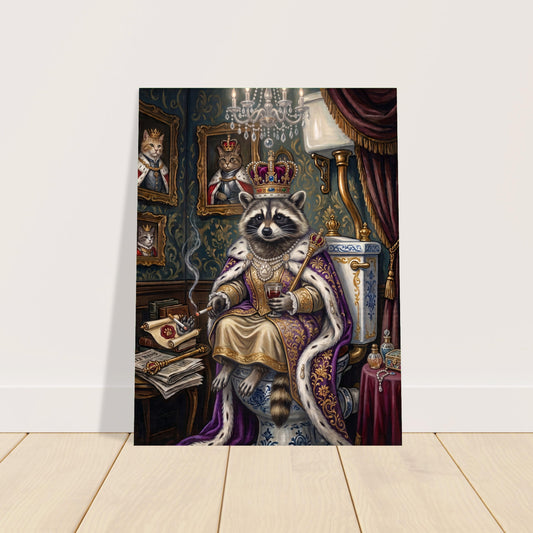 Royal Raccoon on the Throne Funny Bathroom Wall Art Vintage Oil Painting Print 2
