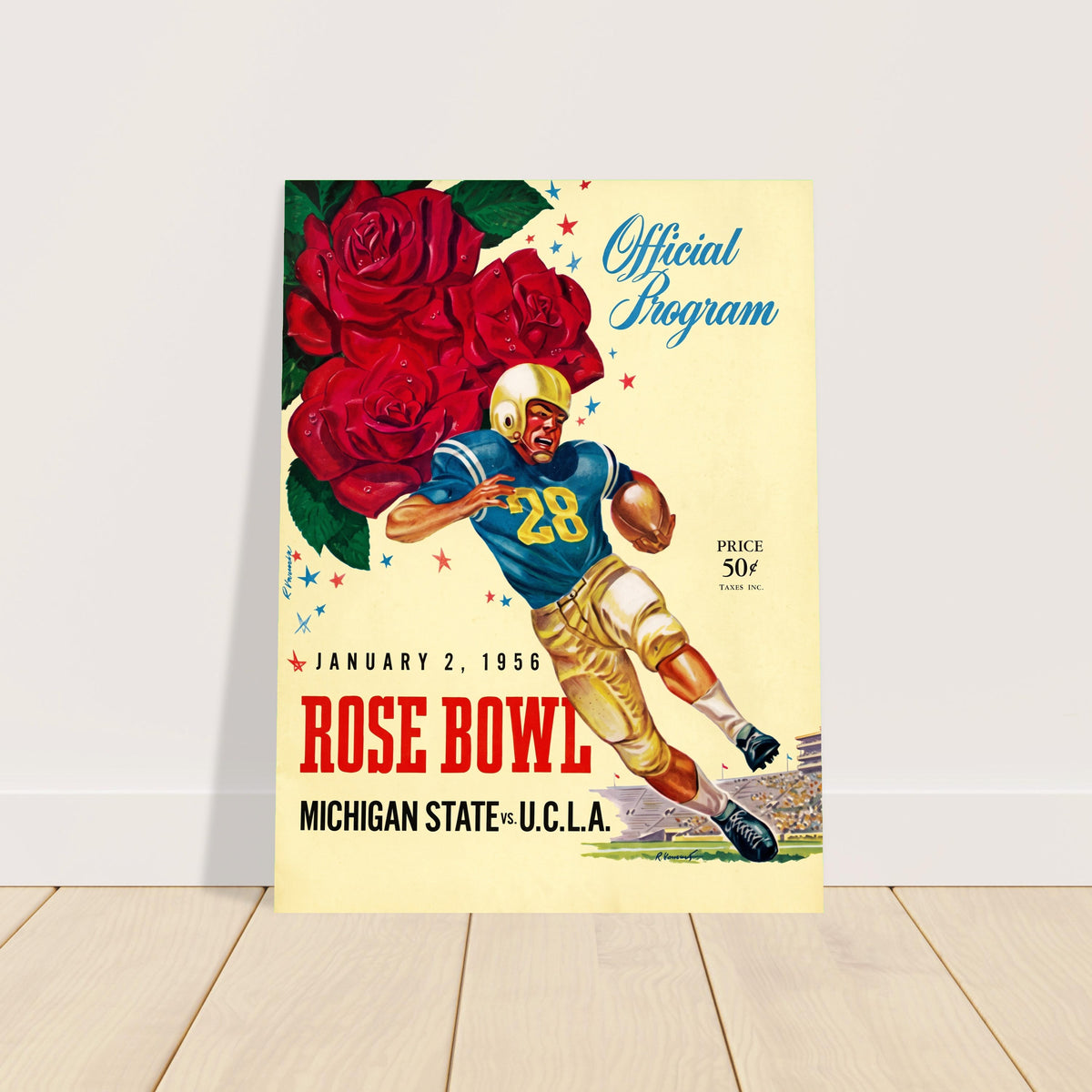 1956 Rose Bowl Football Poster – Michigan State vs UCLA Game Program 2