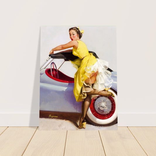 Gil Elvgren Cover Up (1955) Vintage Pin-Up Poster - Yellow Dress 2