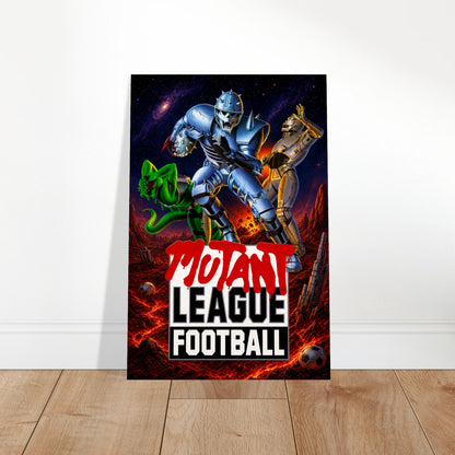 Mutant League Football Poster – Blue Armored Warrior Sci-Fi Sports 2