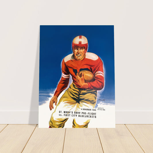 Vintage Football Poster – St. Mary's Navy vs Fleet City 1945 Wall Art Decor 2