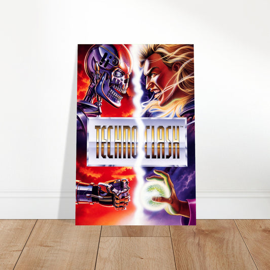 TechnoClash Poster - Robot vs Sorceress Sci-Fi Game Art Wall Art Decor 2