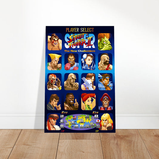 Street Fighter Poster Super Street Fighter II the New Challengers Roster Art 2