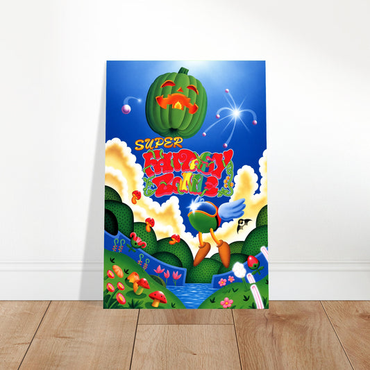 Super Pumpkin Panic Poster – Retro Video Game Fantasy Art Wall Art Decor 2