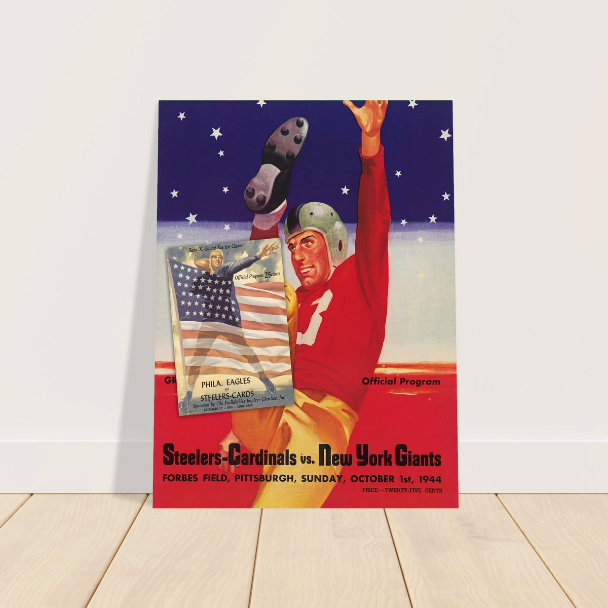 1944 Steelers-Cardinals vs New York Giants Football Program Poster Vintage Art 2