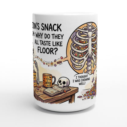 Skeleton's Snack Problem Funny Halloween Ceramic Coffee Mug 2
