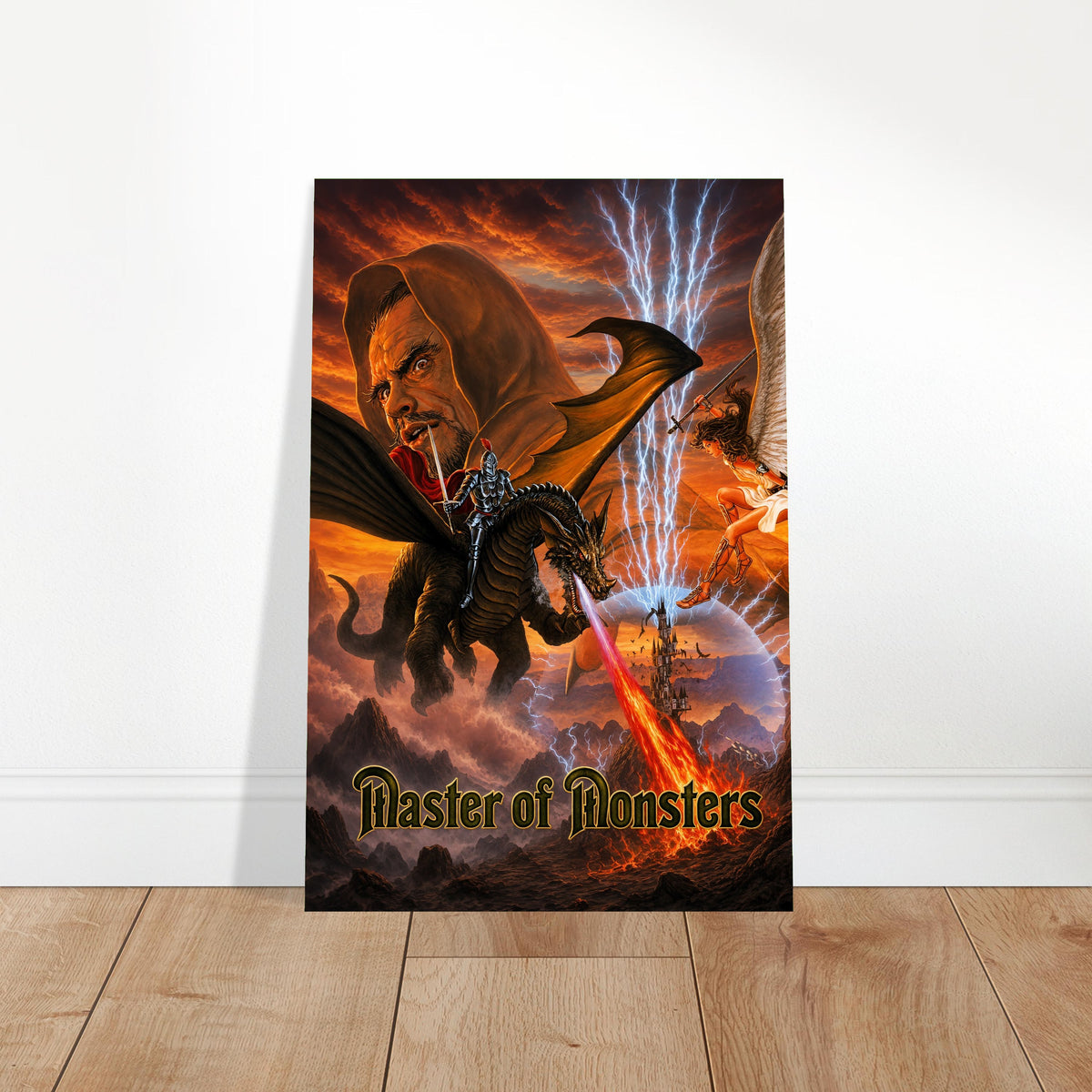 Master of Monsters Poster – Dark Sorcerer Dragon Rider Fantasy Art 2