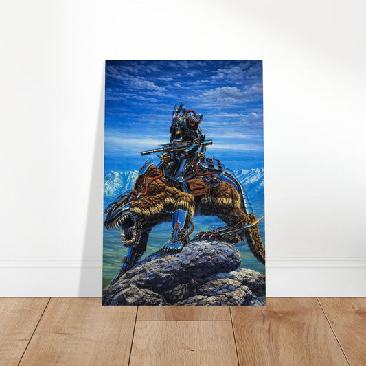 GAMMA WORLD RPG POSTER – CYBER KNIGHT RIDING MUTANT BEAST OVERLOOKING WASTELANDS 2