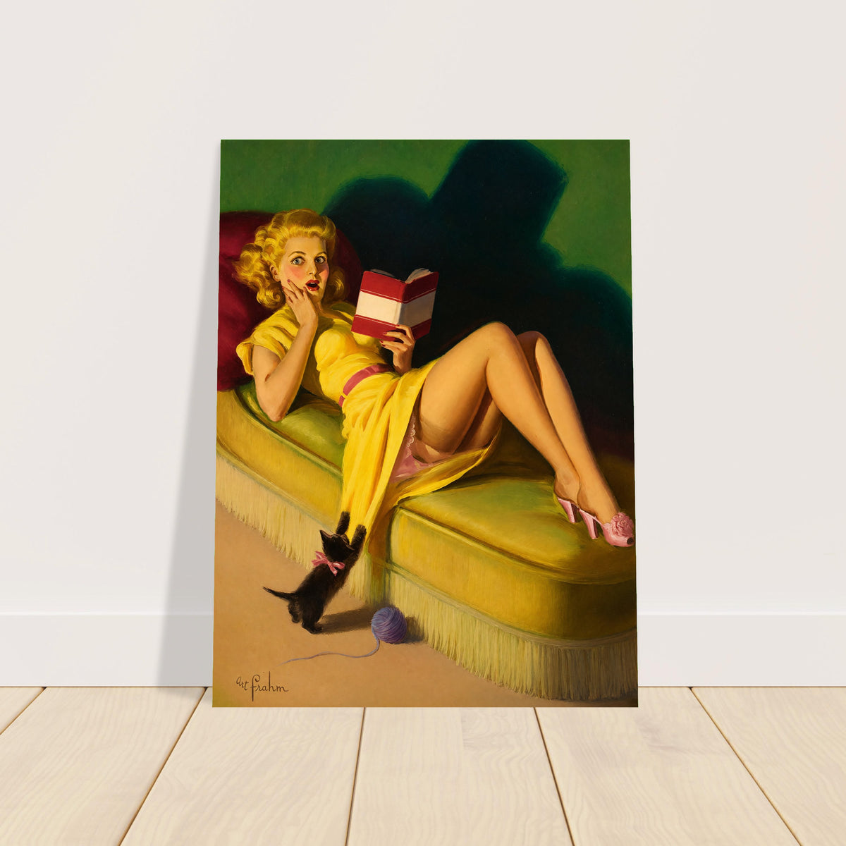 Art Frahm Cute Trick 1947 Poster – Pin-Up Girl Reading Wall Art Decor 2