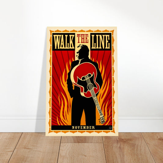 Walk the Line Movie Poster 2005 – Johnny Cash Guitar Flames Wall Art Decor 2