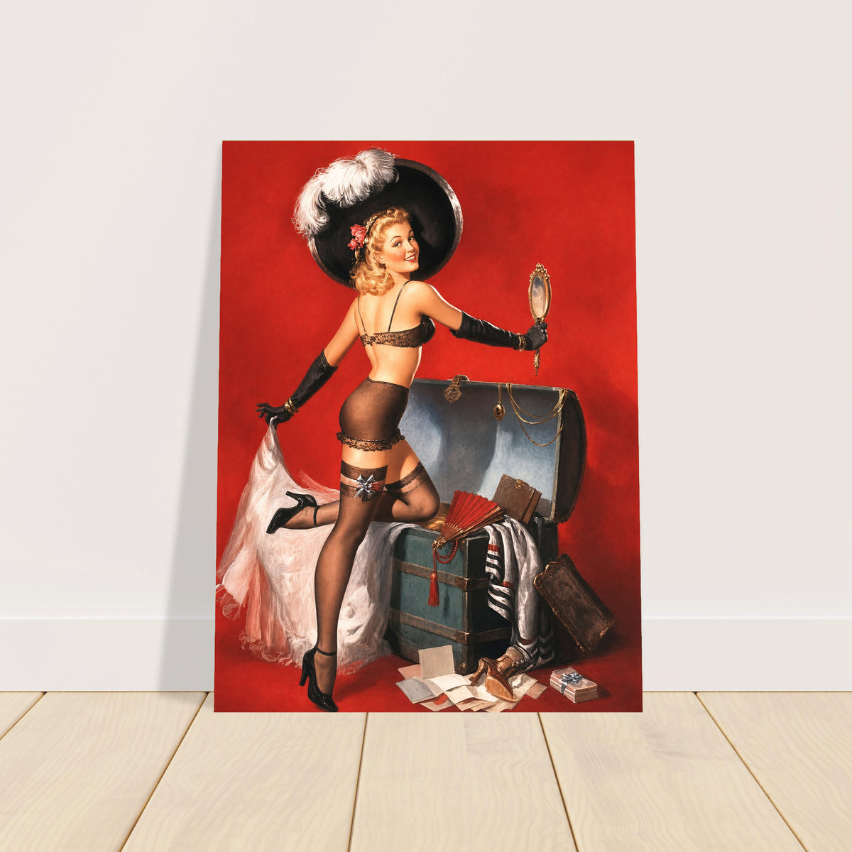 Art Frahm Pin-Up with Trunk and Mirror 1950 Poster Wall Art Decor 2