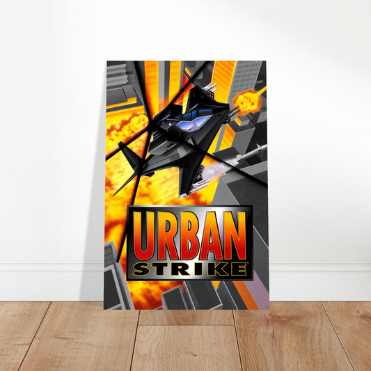 Urban Strike Helicopter Action Poster – Black Fighter Jet Game Art 2