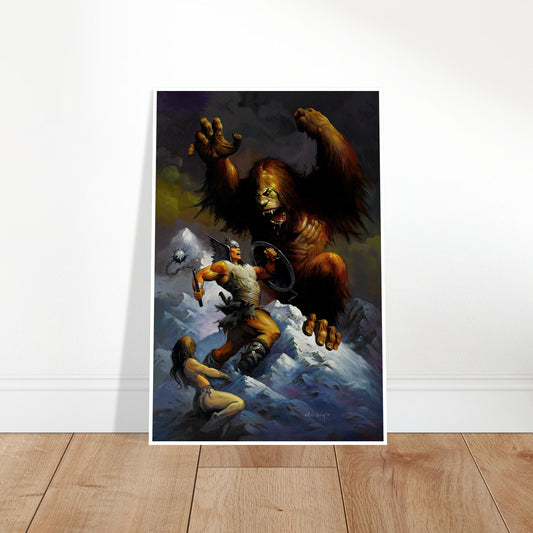 Monster of the Mountains Poster – Ken Kelly Fantasy Barbarian Art (1993) 2