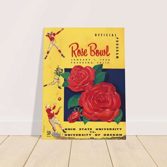 1958 Rose Bowl Ohio State vs Oregon Football Program Poster Vintage Art 2