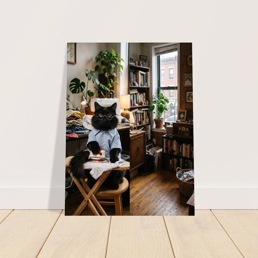 Black Cat with Glasses Poster – Scholarly Intellectual Cat, Library Wall Art 2