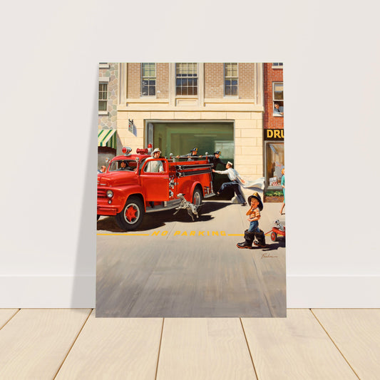 Art Frahm The Firehouse 1959 Poster – Vintage Fire Truck Street Scene 2