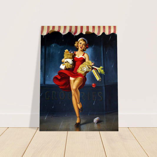 Art Frahm A Sudden Gust in the Rain 1952 Poster – Vintage Pin-Up Wall Art Decor 2