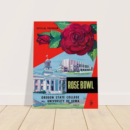 1957 Rose Bowl Oregon State vs Iowa Football Program Poster Vintage Art 2