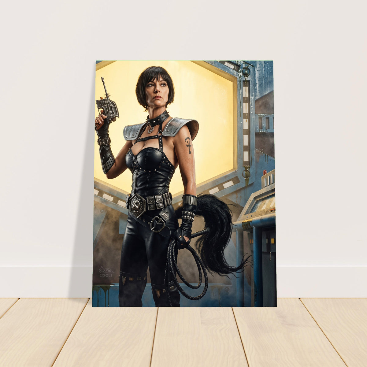 Sci-Fi Art Poster – Warrior Woman in Tactical Armor with Plasma Rifle 2