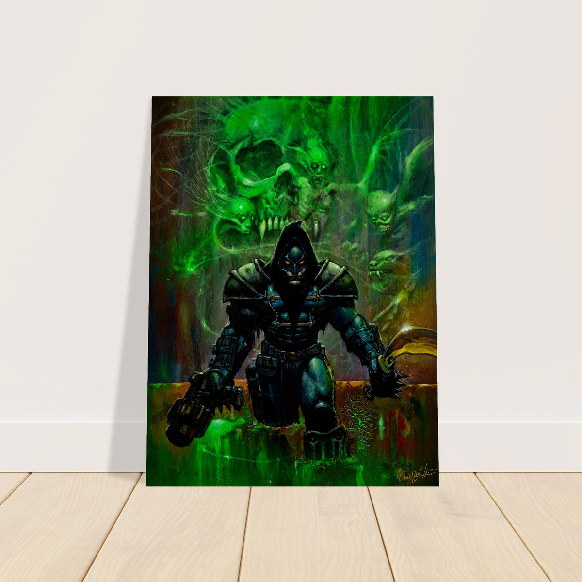 Dark Sorcerer Necromancer Poster – Green Skull Magic Fantasy Art Wall Art Decor 2