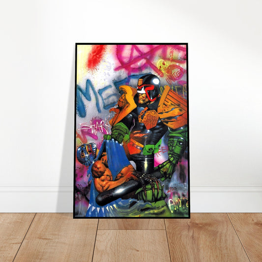SIMON BISLEY JUDGE DREDD POSTER – 1993 COVER ART WITH GRAFFITI WALL AND MASKED E 2