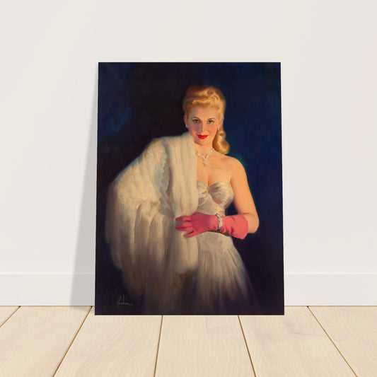 Art Frahm Blonde with White Fur 1950 Poster – Vintage Pin-Up Wall Art Decor 2