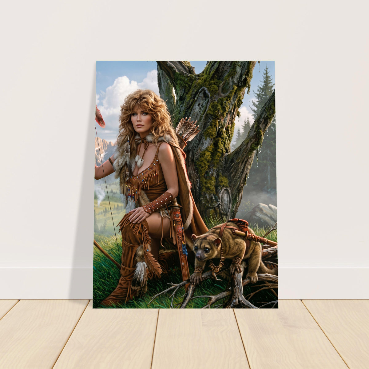 Fantasy Art Poster – Archer Warrior Woman with Companion Animal Wall Art 2