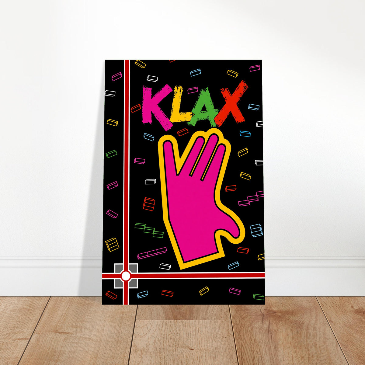 KLAX Arcade Game Poster – Neon Hand High Five Retro 80s Wall Art Decor 2