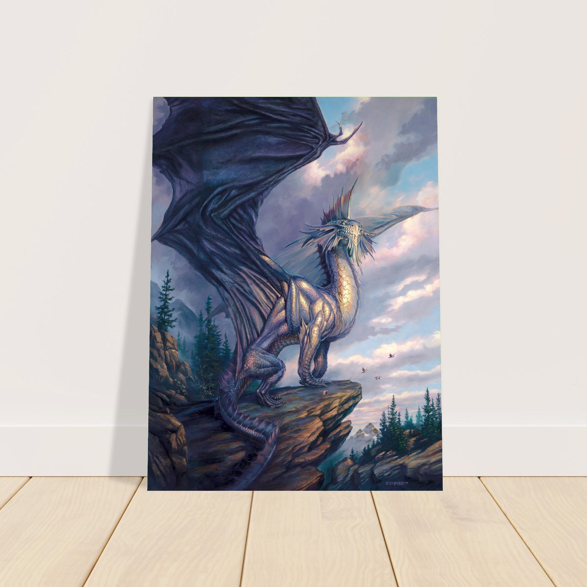Silver Dragon Poster – Todd Lockwood Dungeons & Dragons Fantasy Art Print 2001 2
