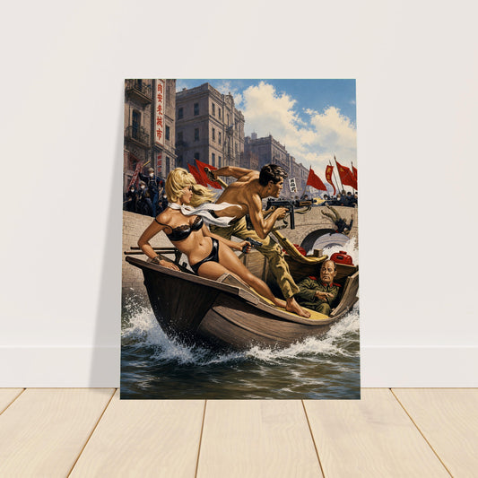 Earl Norem Escape from the Red Tide Poster – 1967 Adventure Art Wall Art Decor 2