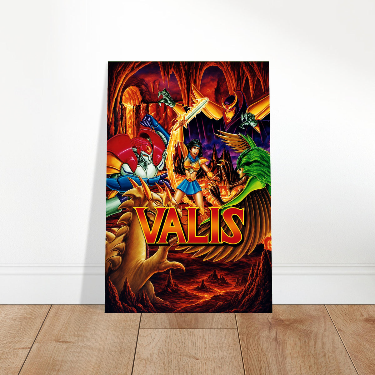 Valis Fantasy Warrior Poster – Golden Sword & Demon Wings Art Wall Art Decor 2