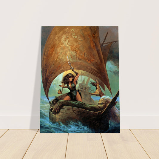 The Golden Journey by Jeff Easley 1995 Poster – Fantasy Warrior Woman Sailing 2