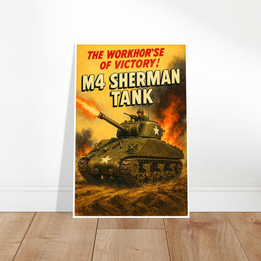M4 SHERMAN TANK POSTER - WORKHORSE OF VICTORY - WWII - FREE SHIPPING 2