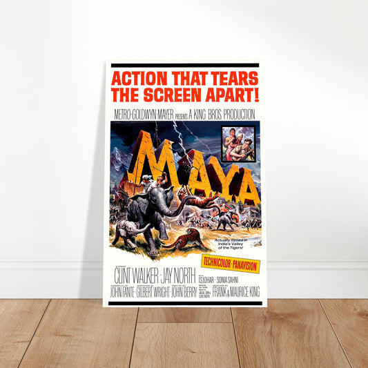 Maya 1966 Movie Poster – Classic Elephant Adventure Film Art Wall Print 2