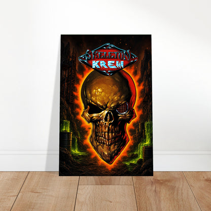 Skeleton Krew Poster - Golden Skull Fire Horror Retro Game Art Wall Art 2