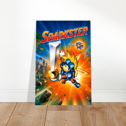 Sparkster Video Game Hero Poster – Blue Robot Knight Adventure Wall Art Decor 2