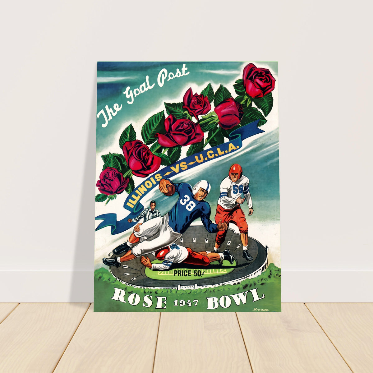 1947 Rose Bowl Football Poster – Illinois vs UCLA Game Day Art Wall Art Decor 2