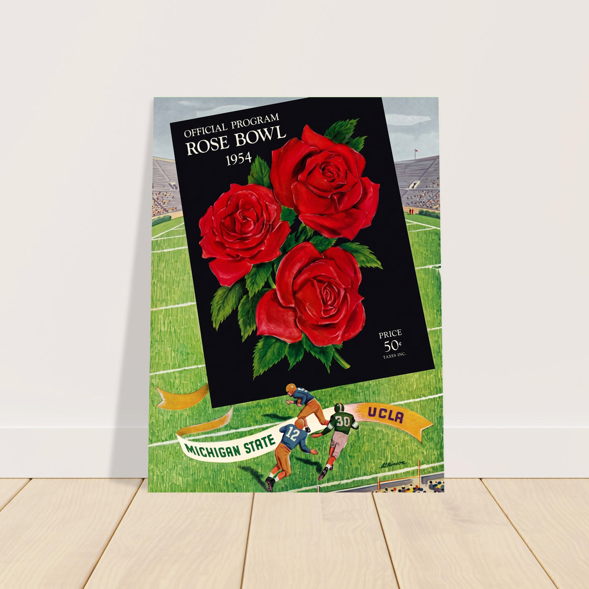Rose Bowl 1954 College Football Poster – Michigan State vs UCLA Wall Art Decor 2