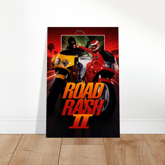 Road Bash II Motorcycle Racing Poster – Red vs Yellow Bikes Wall Art Decor 2