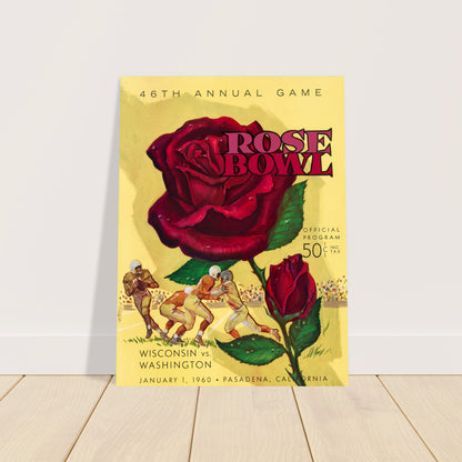 1960 Rose Bowl Wisconsin vs Washington Football Program Poster Vintage Art 2