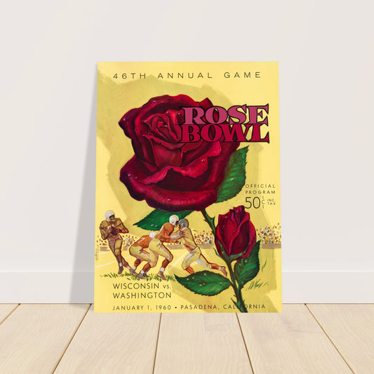 1960 Rose Bowl Wisconsin vs Washington Football Program Poster Vintage Art 2