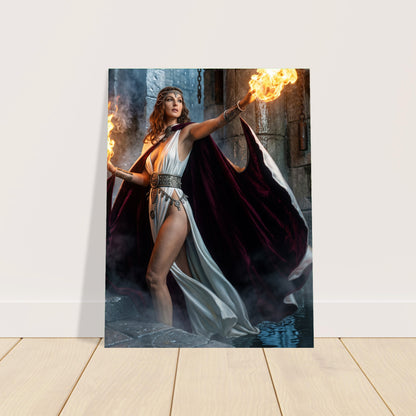 Fantasy Art Poster – Fire Sorceress Warrior Woman, Magic Flame Wall Art Print 2
