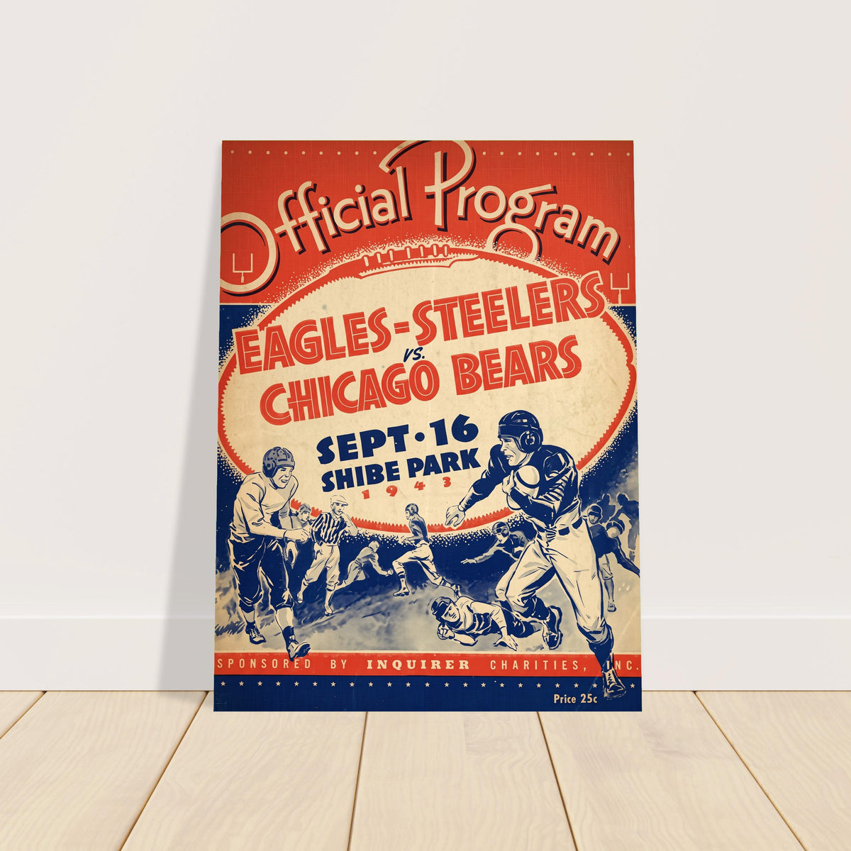 1943 Steagles vs Chicago Bears Football Program Poster Eagles Steelers Wartime 2