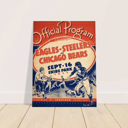 1943 Steagles vs Chicago Bears Football Program Poster Eagles Steelers Wartime 2