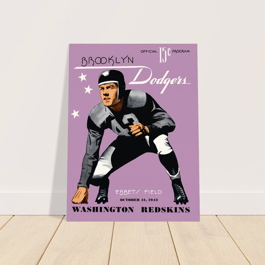 1943 Brooklyn Dodgers Football Program Poster Vintage Pro Football Wall Art 2