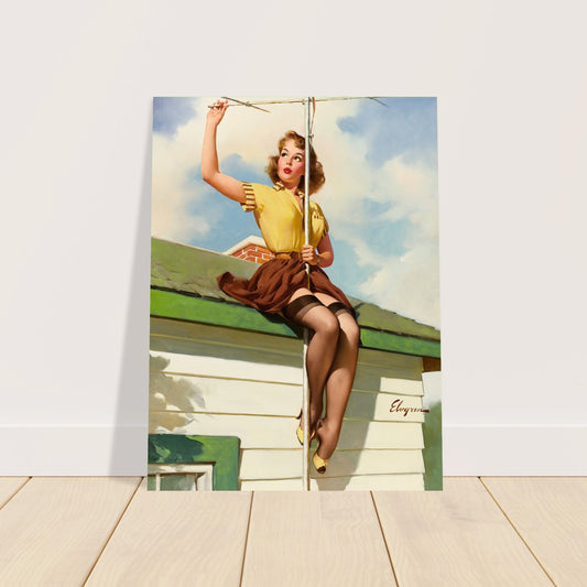 Gil Elvgren On the House 1958 Vintage Pin-Up Poster 2